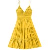 ZAFUL Women's Mini Dresses Spaghetti Strap Tie up Back Sleeveless V Neck Bowknot Lace Swing Skater Dresses - Dresses - $22.99 
