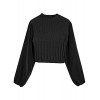 ZAFUL Women's Mock Neck Basic Sweater Mesh Spliced Knitted Crop Sweater - Camisas - $17.99  ~ 15.45€