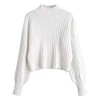 ZAFUL Women's Mock Neck Sweater Drop Shoulder Knit Jumper Tops Pullover - Shirts - $25.99 