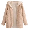 ZAFUL Womens Open Front Hooded Lamb Wool Coat Double Side Cardigan Jacket - Outerwear - $31.99 