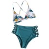 ZAFUL Women's Pineapple Print Bikini Set Criss Cross High Waisted Cut Out Two Pieces Swimsuit Bathing Suit - Swimsuit - $17.99 