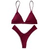 ZAFUL Womens Plunge Padded Textured High Cut Bikini Set(S-L) - Swimsuit - $15.99 
