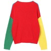 ZAFUL Women's Pullovers Sweater Knitted Casual Slash Neck Contrast Sweater Women Tops - Pullovers - $22.49 