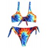 ZAFUL Womens Sexy Plunge Tie Dye High Cut Knot Padded Bikini Set - Swimsuit - $18.99 