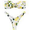 ZAFUL Women's Sexy Strapless Lemon Print Twist Bandeau Padded Bikini Set - Swimsuit - $24.99  ~ £18.99