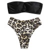 ZAFUL Women's Sexy Strapless Twist Top with Leopard Print Bottoms Bikini Set - Swimsuit - $24.99 