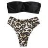 ZAFUL Women's Sexy Strapless Twist Top with Leopard Print Bottoms Bikini Set - Kopalke - $24.99  ~ 21.46€