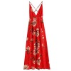 ZAFUL Women’s Sexy V-Neck Sleeveless Dress Spaghetti Strap Front Slit Floral Criss Cross Maxi Beach Dress - Dresses - $35.99 