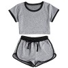 ZAFUL Women's Sports Gym Crop Top and Shorts Set 2 Piece Tracksuit - Top - $19.49 