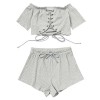 ZAFUL Women's Strapless Beach Shorts Off Shoulder Plain Lace up Suit Jumpsuit - Pants - $23.99 