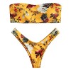 ZAFUL Womens Strapless Floral Print Bandeau Thong Bikini Set - Swimsuit - $18.39  ~ £13.98