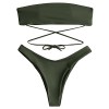 ZAFUL Women's Strapless Padded Criss Cross High Cut Bandeau Bikini Set - 水着 - $25.99  ~ ¥2,925