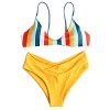 ZAFUL Women's Striped High Leg Cami Bikini Set - 泳衣/比基尼 - $11.99  ~ ¥80.34