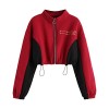 ZAFUL Women's Sweatshirt Jumper Zip up Tops Long Sleeve Letter Embroidered Crop Top Hoodies - Shirts - $22.49 