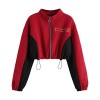 ZAFUL Women's Sweatshirt Jumper Zip up Tops Long Sleeve Letter Embroidered Crop Top Hoodies - Shirts - $22.49  ~ £17.09