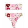ZAFUL Women's Sweet Dount Print Padded Bandeau Bikini Set - 泳衣/比基尼 - $17.99  ~ ¥120.54