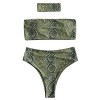 ZAFUL Women's Swimsuits Strapless Snakeskin Print High Cut Bandeau Bikini Set with Choker - 泳衣/比基尼 - $8.99  ~ ¥60.24