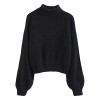 ZAFUL Women's Turtleneck Lantern Sleeves Sweater Casual Pullover Knit Jumper Top - Shirts - $26.99 