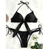 ZAFUL Womens Underwire Halter Knot Front Push Up String Bikini Set Swimwear - Swimsuit - $29.99 