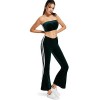 ZAFUL Women's Velvet Strapless Top Casual Trim Tube Top and Flare Pants 2 Pieces Jumpsuit - パンツ - $66.99  ~ ¥7,540