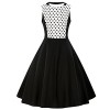 ZAFUL Women's Vintage 1950s Polka Dots Patchwok A-line Short Sleeve Cocktail Swing Dress - Haljine - $16.99  ~ 107,93kn