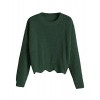 ZAFUL Women's Zigzag Hem Crewneck Pullover Solid Loose Knit Sweater - Shirts - $17.99 