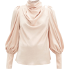 ZIMMERMANN Gathered silk-blend satin blo - 长袖衫/女式衬衫 - 