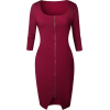 ZIP FRONT SHEATH BODYCON DRESS (4 COLORS - Dresses - $25.97 