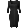 ZIP FRONT SHEATH BODYCON DRESS (4 COLORS - ワンピース・ドレス - $25.97  ~ ¥2,923