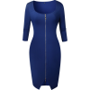 ZIP FRONT SHEATH BODYCON DRESS (4 COLORS - Dresses - $25.97 