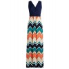 Zattcas Womens Contrast Sleeveless Empire Chevron Striped Maxi Long Dress - 连衣裙 - $76.99  ~ ¥515.86