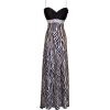 Zebra Satin Beaded Formal Gown Prom Dress Black/ivory - Dresses - $131.99 