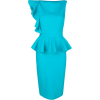 Платье с баской голубой - Vestidos - 