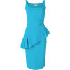 Платье с баской голубой - Dresses - 
