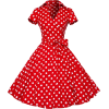 Платье в горох красное - Dresses - 