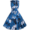 Платье с принтом синее - Dresses - 
