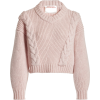 alejandra-alonso-rojas-pink-cable-knit-v - Pullovers - 