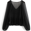autumn V-neck gauze blouse - Long sleeves shirts - 