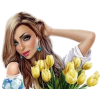 belle femme avec tulips - Иллюстрации - 