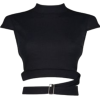 black half cut crop - T-shirts - 