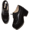 black platform lace up booties - 厚底鞋 - 