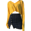 black skirt and yellow cropped sweater - Suknje - 