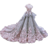 blue & pink floral embroidered gown - Haljine - 