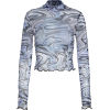 blue psychedelic long sleeve top - Рубашки - длинные - 