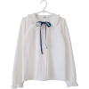 blue ribbon tie white long sleeve kawaii - 长袖衫/女式衬衫 - $35.00  ~ ¥234.51