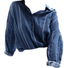 blue striped shirt - 半袖衫/女式衬衫 - 
