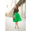 bright midi green skirt outfit - Мои фотографии - 