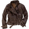 brown leather moto jacket - Jacket - coats - 