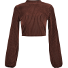 brown corduroy long sleeve top - Camisa - longa - 