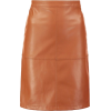 brown leather pencil skirt - 裙子 - 